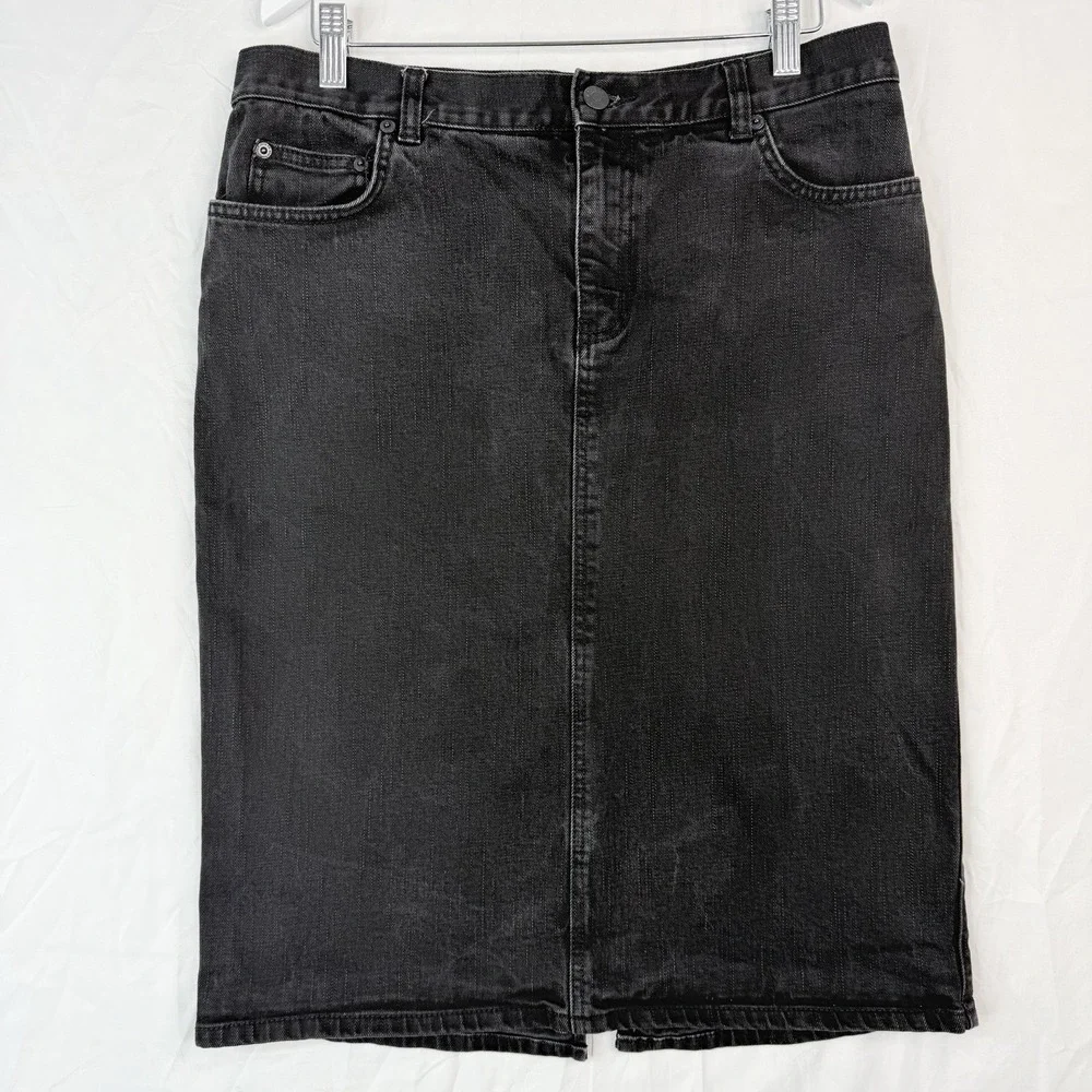 Lauren Jeans Co Ralph Lauren Denim Skirt Women's SZ-8 Black‎ Stretch Cotton